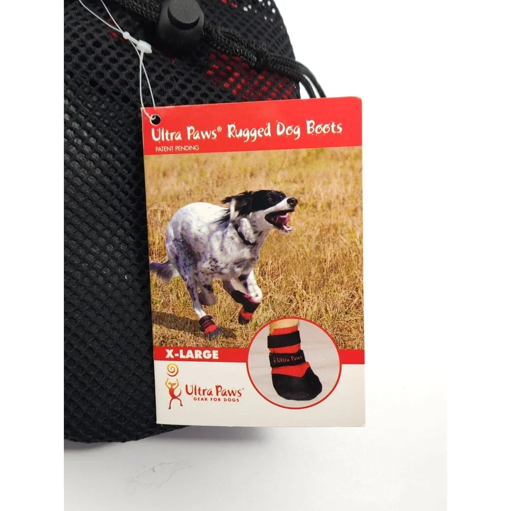 Ultra Paws Rugged Dog Boots Size X-Large Black & Red‎ Outdoor Protection